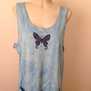 TIE DYED MAXI DRESS WITH BUTTERFLY SIZE XL